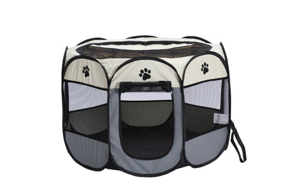 Folding Pet Playpen – Octagonal Waterproof Dog & Cat Cage