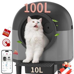 OMCPET Self-Cleaning Cat Litter Box (100L) – Automatic Large Robot for Multiple Cats (2025, Black)