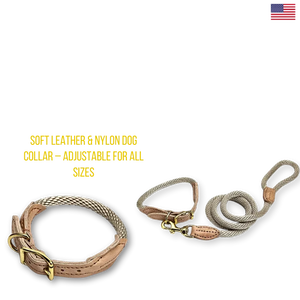 Soft Leather & Nylon Dog Collar – Adjustable for All Sizes