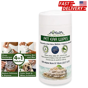 Ear Cleaner Wipes by Arava   for Dogs Cats Puppies & Kittens   100