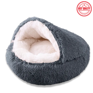 Plush Half-Enclosed Cat Bed – Dual-Purpose Sleep Mat & Nest