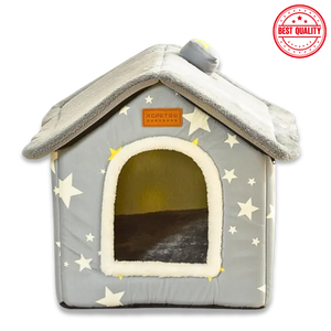 House-Shaped Velvet Pet Bed – All-Season Comfort for Cats & Small Dogs