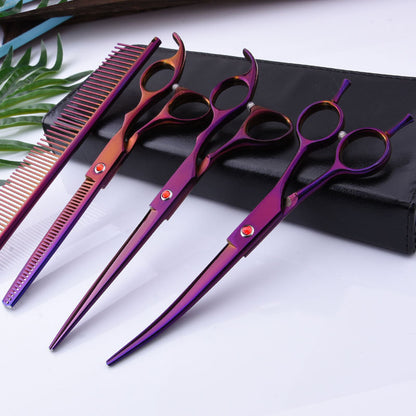 7.0 Inch Jipai Colorful Pet Grooming Scissors Set – Professional Colorful Stainless Steel Shears for Dogs &amp; Cats