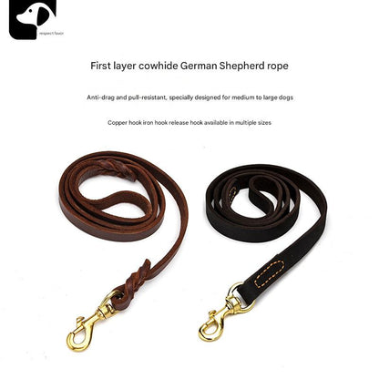 Leather Dog Leash for Large Dogs – German Shepherd & Golden Retriever