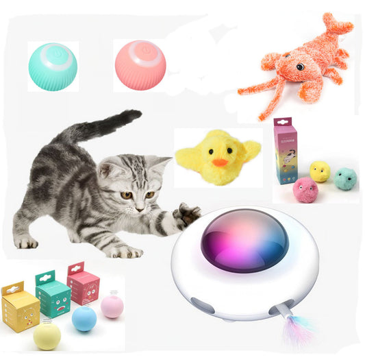 Gravitational UFO Flying Saucer Cat Toy – Electric Self-Entertainment Turntable with Cat Wand &amp; Ball