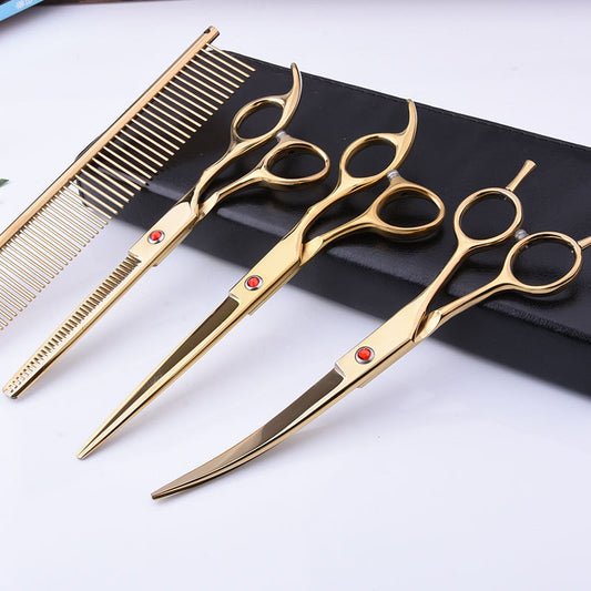 7.0 Inch Jipai Colorful Pet Grooming Scissors Set – Professional Colorful Stainless Steel Shears for Dogs &amp; Cats