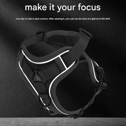Reflective Vest Harness & Leash – Breathable for Dogs & Cats