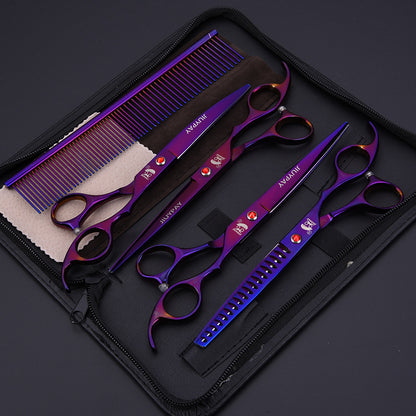 7.0 Inch Jipai Colorful Pet Grooming Scissors Set – Professional Colorful Stainless Steel Shears for Dogs &amp; Cats