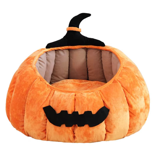 🎃 Pumpkin Pet Nest Bed – Cozy Four-Season Cat &amp; Dog Bed | Halloween-Inspired Pet House for Winter Warmth &amp; Year-Round Comfort
