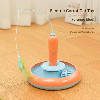Electric Rotating Cat Toy – Feather Teaser Stick for Interactive Play