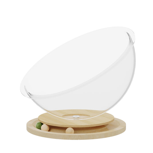 Acrylic Cat Bed with Turntable Toy – Sleep & Play Station