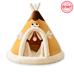 Triangle Yurt Bed for Cats & Small Dogs – Thick & Warm Tent Bed