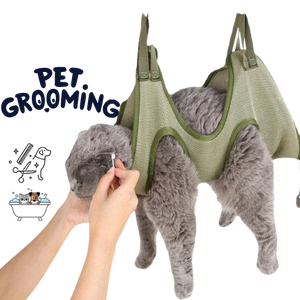Pet Grooming Hammock with Nail Clipper – Hanging Grooming Kit for Cats & Dogs