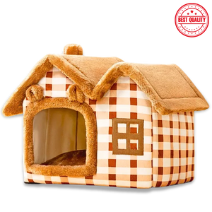 Double-Roof Pet House – Washable Tent Bed for Dogs & Cats