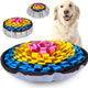 Vibrant yellow, pink, and blue layered circular snuffle mat with drawstring feature shown alongside a Golden Retriever.