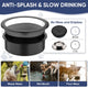 No-mess dripless dog water bowl with floating disk to prevent wet mouths and floor splashes
