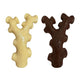Smooth back view of the cream and dark brown antler-shaped hard nylon dog chew toys.