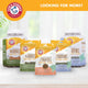 Arm and Hammer dog dental treats product family including Nubbies, Mighties, and Smoothies value sizes and pouches