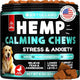 Artullano Hemp Calming Chews for dog stress and anxiety relief container with heart-shaped duck flavor treats.