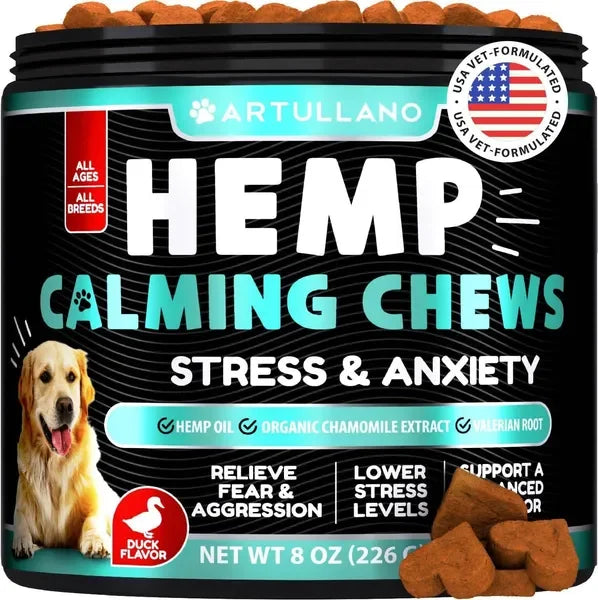 Artullano hemp calming chews for dogs.