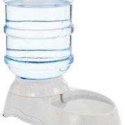 Gravity-fed automatic pet waterer with clear 1-gallon reservoir and white speckled base.