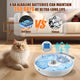 Battery powered automatic cat feeder showing 360-day battery life powered by 4 AA batteries