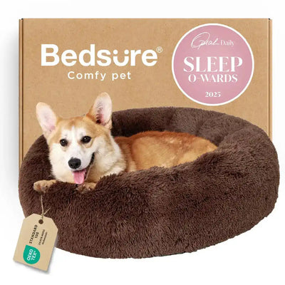 Bedsure Calming Donut Dog Bed — anti-anxiety faux fur bed for anxious dogs