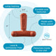 T-shaped durable dog chew toy with beef scent and real wood blend, lead-free and made in the USA.