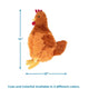 Best Pet Supplies plush chicken dog toy showing 14-inch height and 10-inch width dimensions