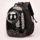 Black pet carrier with bear illustrations on a white background