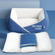 Blue and white pet bed with 'PRT DEEP SLEEP' text on blue background.
