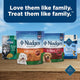 A variety of Blue Buffalo dog treats including Nudges Jerky Cuts, Grillers, Wild Bits, and training Bits.