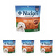 Display showing four 16 oz bags of Blue Buffalo Nudges Jerky Cuts chicken and duck dog treats.