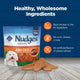 Blue Buffalo Nudges Jerky Cuts value pack bag featuring real chicken and duck with no corn, wheat, or soy.