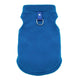 Blue fleece dog vest on a white background