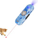 Blue marble pattern 3-in-1 laser pointer toy projecting a red dot for a brown kitten to chase