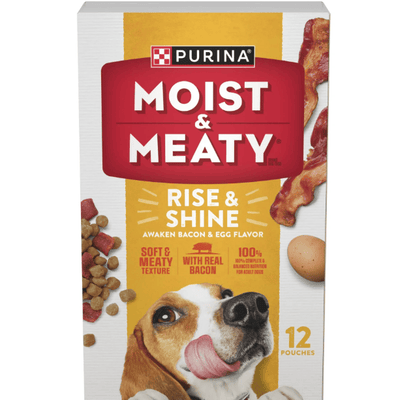 Purina Moist & Meaty Dog Food – Real Bacon & Egg Flavor, 6-Pack (12 oz Pouches)