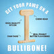 Diagram showing Bullibone features including high-quality nylon, chew head, and paw pads.