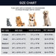 Calming donut dog bed size chart showing pet weight recommendations and bed dimensions