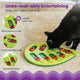 Diagram showing features of the cat leaf puzzle including 16 hidden treat cups and swivel leaves.