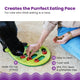 Person filling a ladybug cat slow feeder with dry food to promote healthy eating habits.