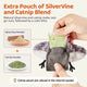 Inserting a natural silvervine and catnip blend pouch into the hidden belly pocket of the bird toy