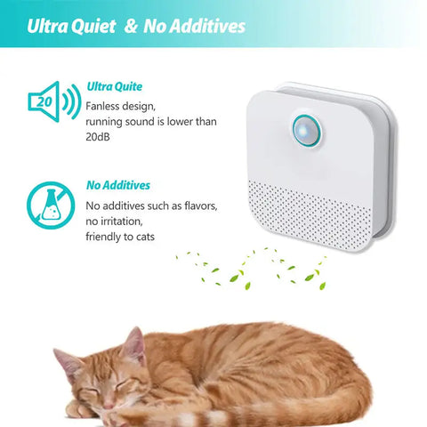 Catnip with 'Ultra Quiet & No Additives' text and a resting cat.