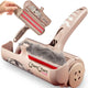 Tan dog edition ChomChom Roller pet hair remover with opened lint chamber full of pet hair.
