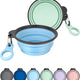 Travel collapsible silicone pet food and water bowls 2-pack in sky blue and sprout green