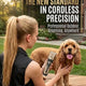 A woman using a champagne gold cordless precision pet trimmer to groom a golden English Cocker Spaniel outdoors on a wooden table.
