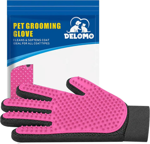 Delomo pink pet grooming glove hair remover for dogs and cats