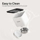 Exploded view showing the detachable, washable components of an easy-to-clean automatic pet feeder.