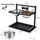 dog-enjoying-elevated-double-feeder | Dog comfortably enjoying meals from an elevated double feeder