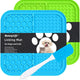 MateeyLife silicone dog lick mat set in bright blue and green with a mini scraper spatula.